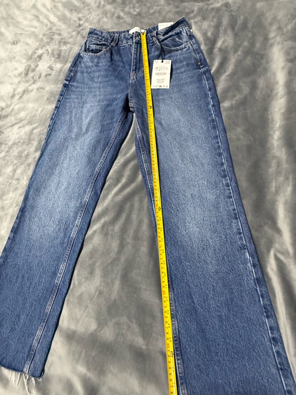 Zara Medium Blue High-Rise Straight Jeans - Picture 3 of 8